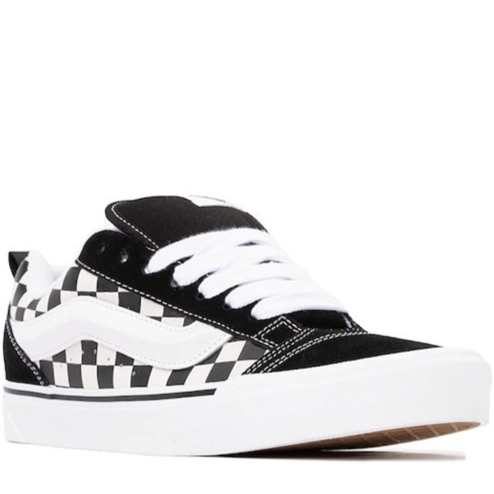 Vans Knu Skool Checkerboard Skate Shoe - Black / White - Picture 2 of 8
